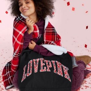 Victoria's Secret Pink with Red Plaid Logo Large Tote Bag. BRAND NEW IN BAG!